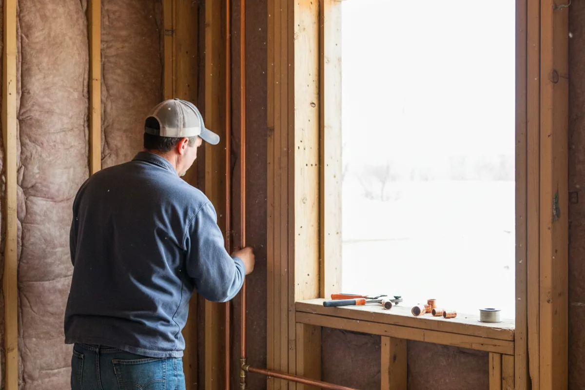 Licensed plumber running new copper supply lines in a Hurdle Mills home