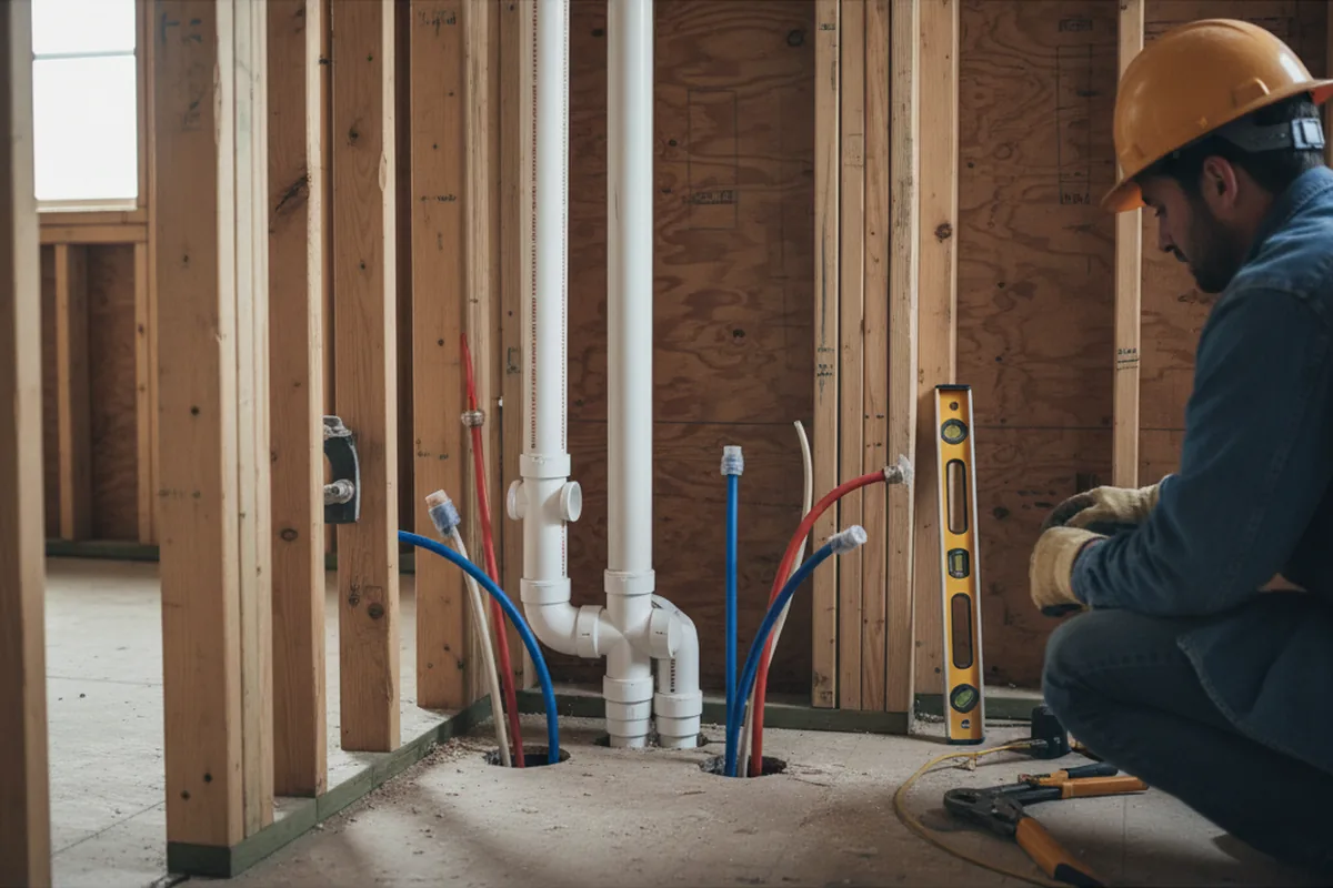 Drain and supply rough-in during Garbage Disposal Repair in Hurdle Mills