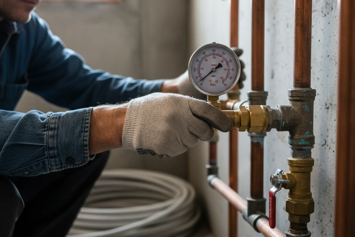 Pressure testing a repaired line during Water Line Repair in Hurdle Mills